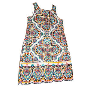 London Times Dress Size 8 Sleeveless Colorful Geometric Print A Line Shift Tank